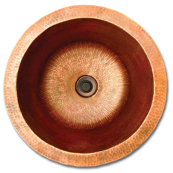 Linkasink Bathroom Sinks - Copper - C001 WC Small Round Copper Sink - 13.5 x 7 - Weathered Copper